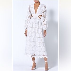 Alexis Stran Cut-Out Lace Midi-Dress